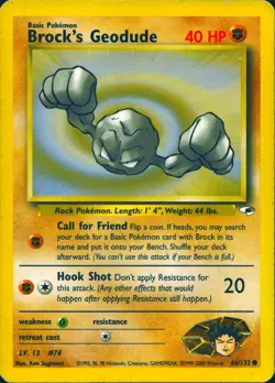 BROCK'S GEODUDE 66/132 COMMON GYM HEROES POKEMON UNLIMITED MP - Image 1