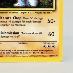 Pokemon Machop 52/102 Machoke 34 /102 Base Set Unlimited Vintage 1999 LP - Image 5