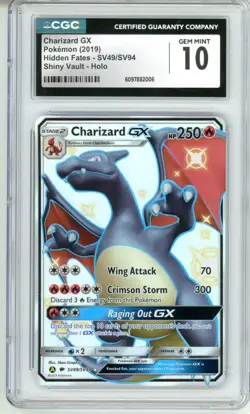 CGC GEM MINT 10 Pokemon TCG Charizard GX SV49/SV94 Hidden Fates Shiny Vault Holo - Image 1