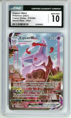 CGC GEM MINT 10 Pokemon Espeon VMAX (Alt Art Secret) 270/264 Fusion Strike Holo - Image 1
