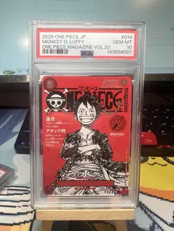 2025 ONE PIECE MAGAZINE VOL 20 ST21 014 MONKEY D LUFFY JAPANESE PROMO PSA 10 - Image 1