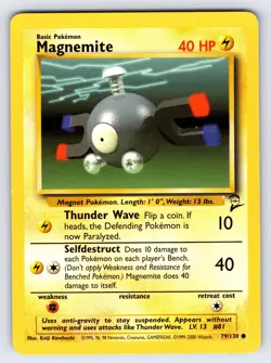 Magnemite 79/130 Base Set 2 Pokemon Card TCG Vintage WOTC Nintendo Common Nm/Vlp - Image 1