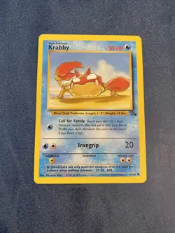Krabby 51/62 Common Fossil Unlimited Pokemon TCG Card NM 1999 Vintage WOTC - Image 1