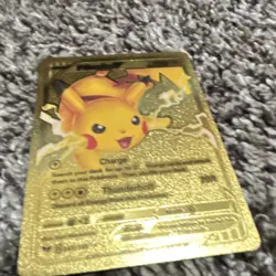 Pokemon Pikachu Gold Metal Foil Thunderbolt 200 HP Basic Pokemon TCG Card - Image 1