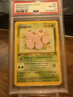 1999 Pokemon Jungle 1st Edition #52 Exeggcute Vintage WOTC Card - PSA 8 - Image 1