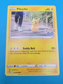 Pokemon GO Pikachu #027/078 Common Pokemon Card NM - Image 1