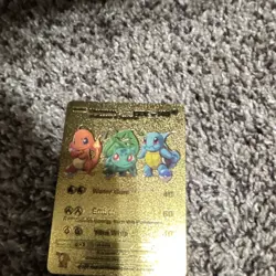 Pokemon Charmander Bulbasaur Squirtle Gold Metal Pokemon TCG Card Collectible - Image 1