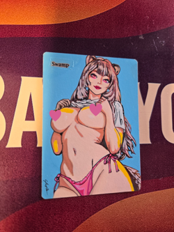 MTG, Swamp, Raphtalia Waifu Alter Hand Painted by BAZAYO 18+ Original Magic Card - Image 1