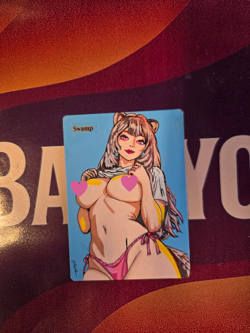 MTG, Swamp, Raphtalia Waifu Alter Hand Painted by BAZAYO 18+ Original Magic Card - Image 2