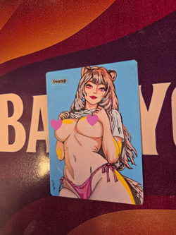 MTG, Swamp, Raphtalia Waifu Alter Hand Painted by BAZAYO 18+ Original Magic Card - Image 3