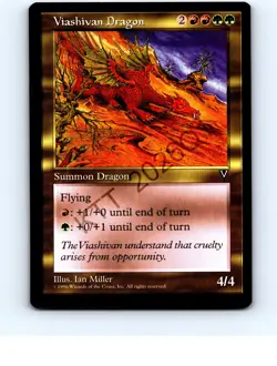 Viashivan Dragon Multi Rare Visions MTG LP 8mm Left Edge rubb - Image 1