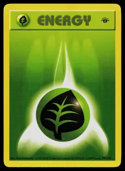 Pokemon Card - Grass Energy Base Set (Shadowless) 99/102 Common 1st Edition - Image 1