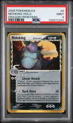 2006 POKEMON EX DRAGON FRONTIERS #6 NIDOKING DELTA SPECIES-HOLO PSA 9 - Image 1