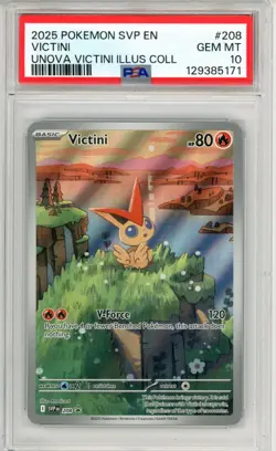 PSA GEM MT 10 Pokemon TCG Victini 208 Sv: Scarlet & Violet Promo Cards Holo - Image 1