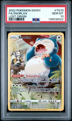 2022 POKEMON SWORD & SHIELD LOST ORIGIN #TG10 FULL ART/SNORLAX PSA 10 - Image 1
