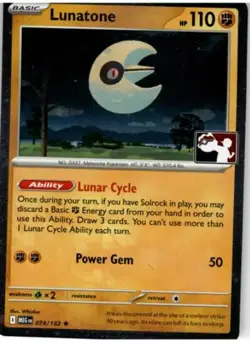 1x Lunatone (#074/132) - Holofoil NM Eng Pokemon - Prize Pack Series - Image 1