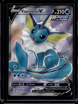 2021 Pokemon SWSH Evolving Skies Vaporeon V #172/203 - Image 1