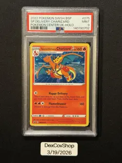 2022 SWSH BSP #75 “Special Delivery Charizard” Pokemon Center UK Promo PSA 9 - Image 1