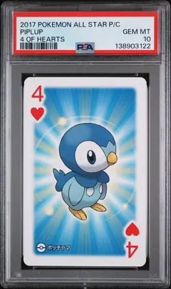 2017 POKEMON AS PLAYING CARDS 4 OF HEARTS PIPLUP PSA 10 - Image 1