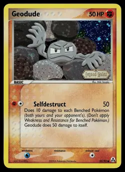 Pokemon Card - Geodude Legend Maker 53/92 Reverse Holo Common Stamped - Image 1