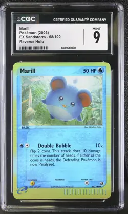 CGC 9 MINT Marill 2003 EX Sandstorm 68/100 Reverse Holo Pokemon Card - Image 1