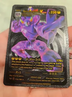 Grimmsnarl Vmax 115/189 Black Foil Fan Art Textured Collector Pokemon Card - Image 3