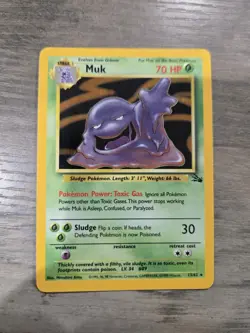 Muk 13/62 Fossil Holo Rare Low Play WOTC Unlimited Pokemon Card - Image 1