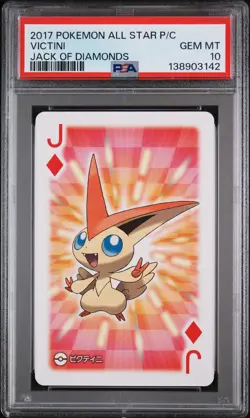 2017 POKEMON AS PLAYING CARDS JACK OF DIAMONDS VICTINI PSA 10 - Image 1
