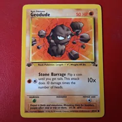 Geodude 47/62 Fossil Regular First Edition Pokemon Card LP Wotc - Image 1