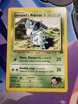 Pokemon TCG Giovanni's Nidoran Card 75/132 Gym Challenge Unlimited - Image 1