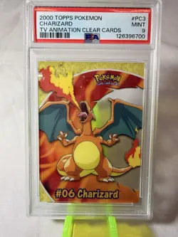 2000 TOPPS POKEMON TV ANIMATION CLEAR CARDS #PC3 CHARIZARD PSA 9 - Image 1