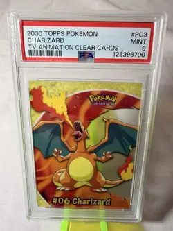 2000 TOPPS POKEMON TV ANIMATION CLEAR CARDS #PC3 CHARIZARD PSA 9 - Image 2