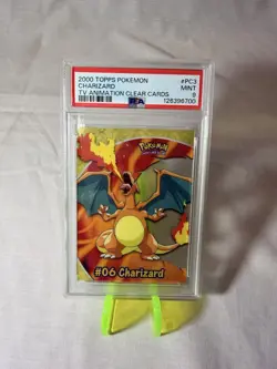 2000 TOPPS POKEMON TV ANIMATION CLEAR CARDS #PC3 CHARIZARD PSA 9 - Image 3