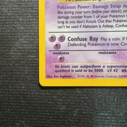 1999 Pokemon Alakazam Holo Rare Base Set Unlimited Card 1/102 NM - Image 5