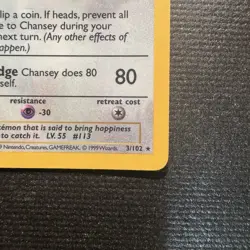 1999 Pokemon Chansey Holo Rare Shadowless Base Set Unlimited Card 3/102 NM - Image 5