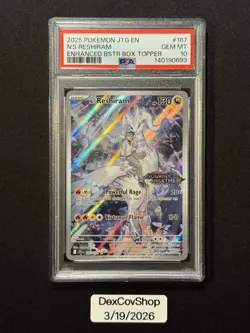 Pokemon N's Reshiram 167/159 Journey Together Stamped Box Topper PSA 10 - Image 1