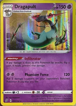 Dragapult Holo Rare - 091/192 - Rebel Clash Pokemon 2020 - Image 1