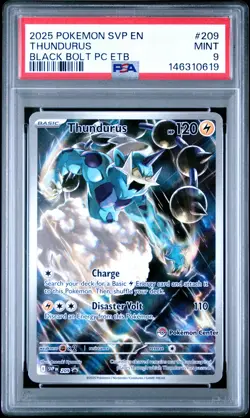 2025 POKEMON BLACK BOLT POKEMON CENTER ETB PROMO #209 THUNDURUS PSA 9 - Image 1