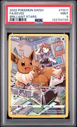 2022 POKEMON SWORD & SHIELD BRILLIANT STARS #TG11 FULL ART/EEVEE PSA 9 - Image 1