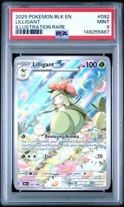 2025 POKEMON BLK EN-BLACK BOLT ILLUSTRATION RARE #092 LILLIGANT PSA 9 - Image 1
