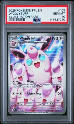 2025 POKEMON PFL EN-PHANTASMAL FLAMES ILLUSTRATION RARE #105 WIGGLYTUFF PSA 10 - Image 1