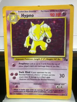 1999 Vintage Wizards Pokemon Fossil Set Hypno 8/62 Holo Rare Used - Image 2