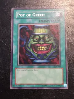 Yu-Gi-Oh! RARE CARD POT OF GREED LOB-119 1996 VINTAGE PRINT LP - Image 1