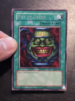 Yu-Gi-Oh! RARE CARD POT OF GREED LOB-119 1996 VINTAGE PRINT LP - Image 3
