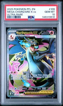 2025 POKEMON PFL EN-PHANTASMAL FLAMES ULTRA RARE #109 MEGA CHARIZARD X EX PSA 10 - Image 1