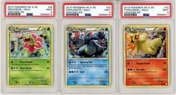 PSA MINT 9 Pokemon HGSS Cracked Iced Holo Trio Meganium Feraligatr Typhlosion - Image 1