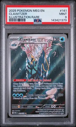 2025 POKEMON MEG EN-MEGA EVOLUTION ILLUSTRATION RARE #141 CLAWITZER PSA 9 - Image 1