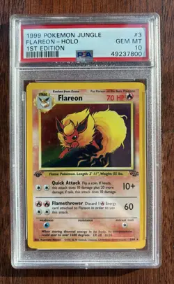 1999 POKEMON JUNGLE 1ST ED #3 FLAREON-HOLO PSA 10 - Image 1