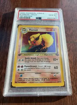 1999 POKEMON JUNGLE 1ST ED #3 FLAREON-HOLO PSA 10 - Image 2