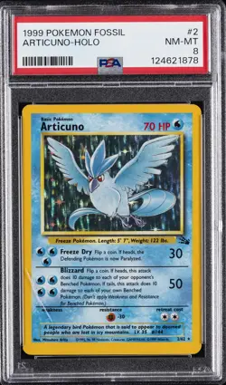 1999 POKEMON FOSSIL #2 ARTICUNO-HOLO PSA 8 - Image 1